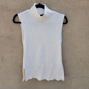 Mock Neck Ivory Cream Knitted Sweater Vest Tank